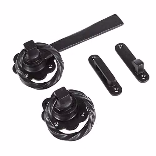 Hammer and Tongs Black Matt Cast Iron Rose Ring Gate Latch – 1