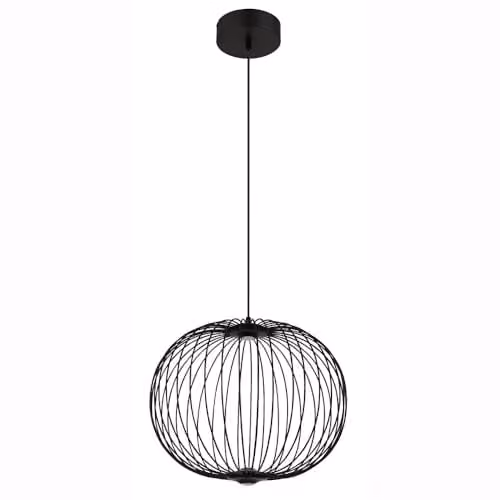 Netlighting Globo Lighting Black LED Pendant Lamp for Dining and Living Rooms, Height: 150 cm, Diameter: 50 cm