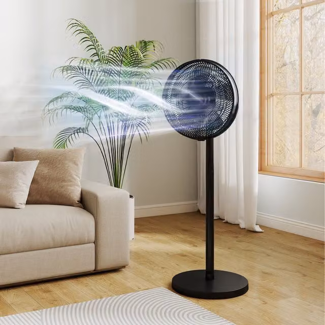 HOMCOM Black Standing Pedestal Fan with Remote Control, Timer and Oscillation