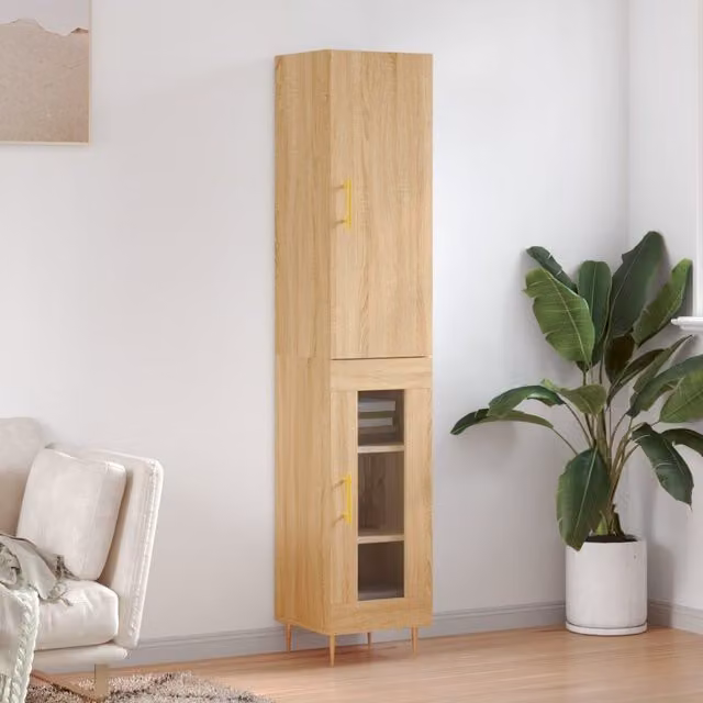 Berkfield Home Sonoma Oak Highboard in Brown, W/D/H: 34.5 x 34 x 180 cm – 1