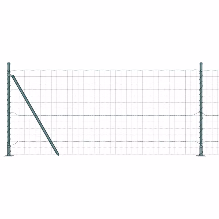 Berkfield Home Euro Fence with 13 Flanged Posts, 1 x 25 m, Galvanised Steel in Silver