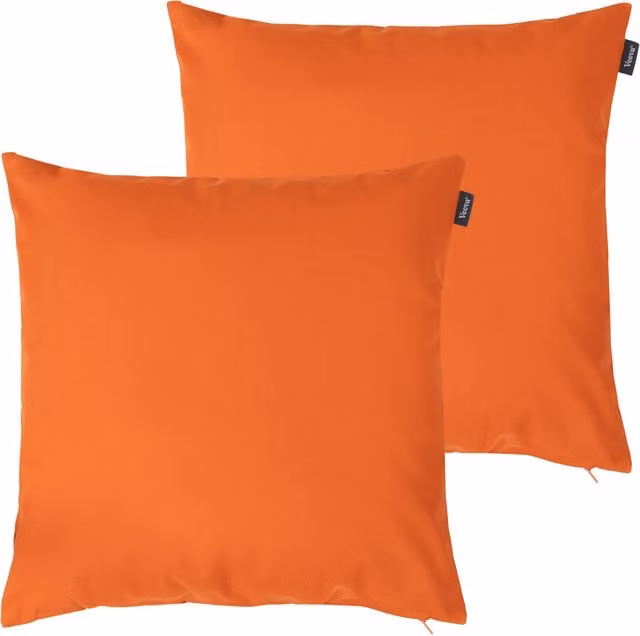 ICON Plain Orange Square Indoor and Outdoor Cushion Set of 2 with Hollow Fibre Filling