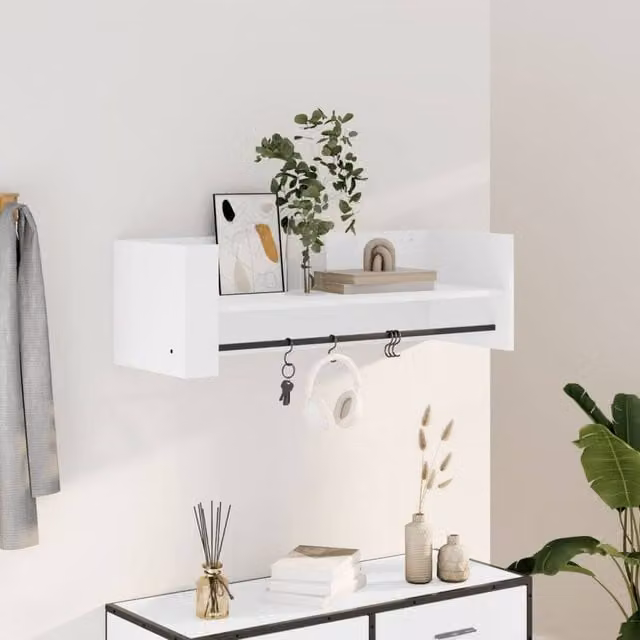 Berkfield Home White Wall Mounted MDF Shelf W/D/H: 100 x 35 x 30.5 cm