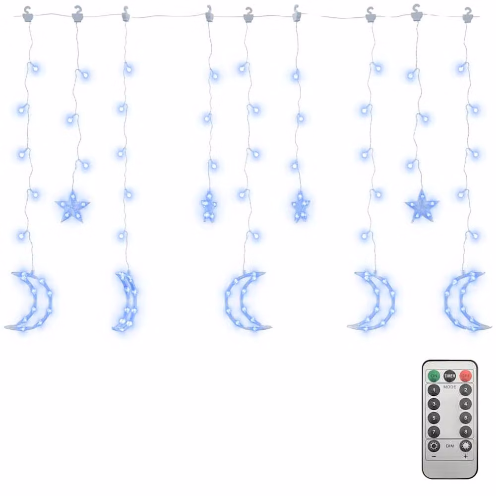 Berkfield Home Star and Moon LED Fairy Lights with Remote Control, Blue