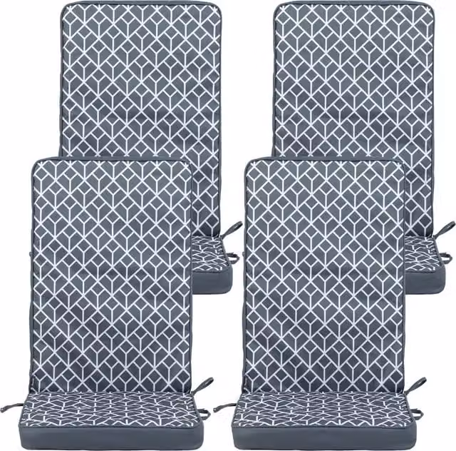 Bean Bag Bazaar Art Geo High Back Seat Pad in Charcoal Grey, Pack of 4