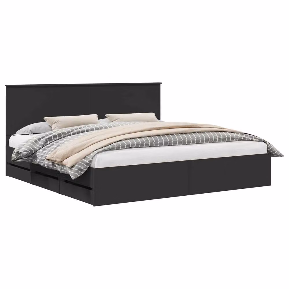 Berkfield Home Modern Bed Frame with Drawers in Black, Engineered Wood, 200 x 200 cm – 2