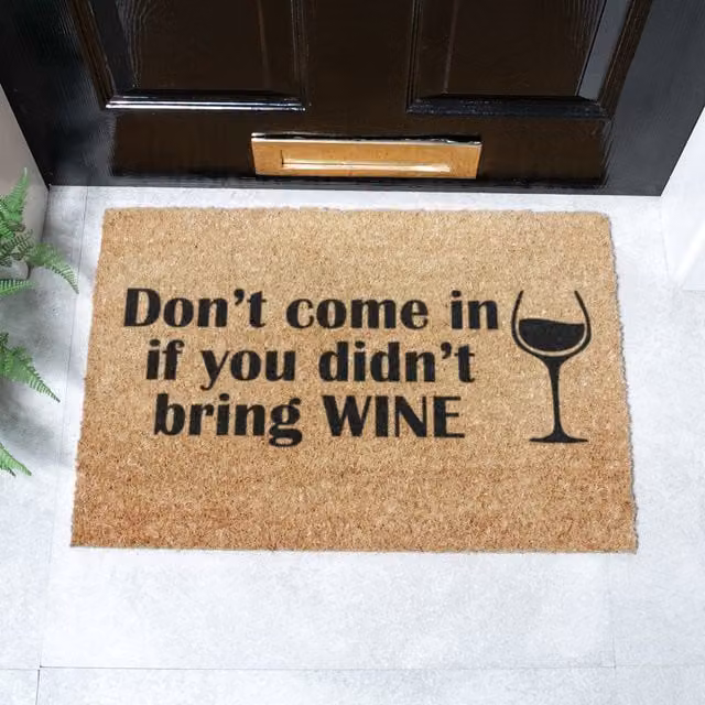 Artsy Mats Without Wine Brown Coir and Natural Rubber Non-Slip Weatherproof Rectangular Doormat