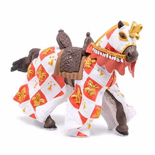 Papo White Fleur-De-Lys Horse Figure from the Fantasy & Medieval Collection