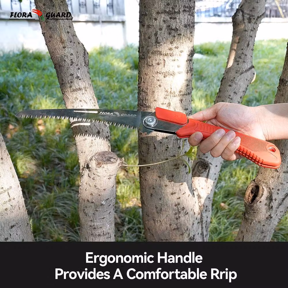 Flora Guard Heavy Duty 8 Inch Folding Pruning Saw with SK-5 Steel Blade and Red Soft Grip – 4