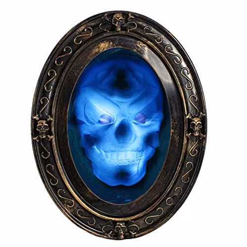 TRIXES Black and Gold Haunted Halloween Rectangular Mirror with Motion and Sound Sensors and LED Light – 1