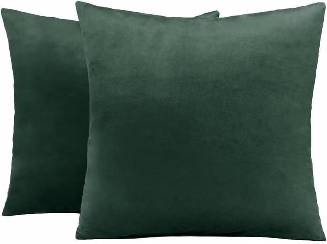 Sienna Pack of 2 Matte Velvet Square Cushion Covers, Green, W/D/H: 55 x 55 x 55 cm