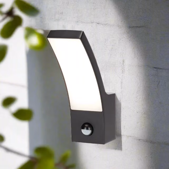 CGC Millie Curved LED Wall Light in Black with Motion Sensor and Up/Down Lighting