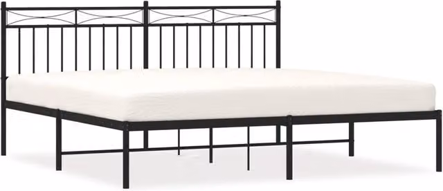Berkfield Home Metal Bed Frame with Headboard in Black, W/D/H: 180 x 200 cm – 1