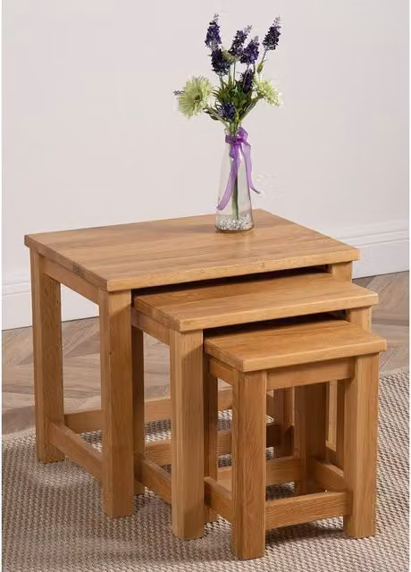 Thats Furniture Oslo Nest of 3 Square Side Tables in Oak Brown