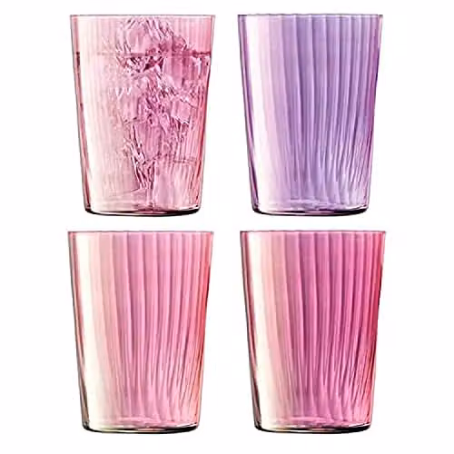 LSA International Gems Tumbler Set of 4, Red and Pink Hand Painted Glass, 560 ml per glass
