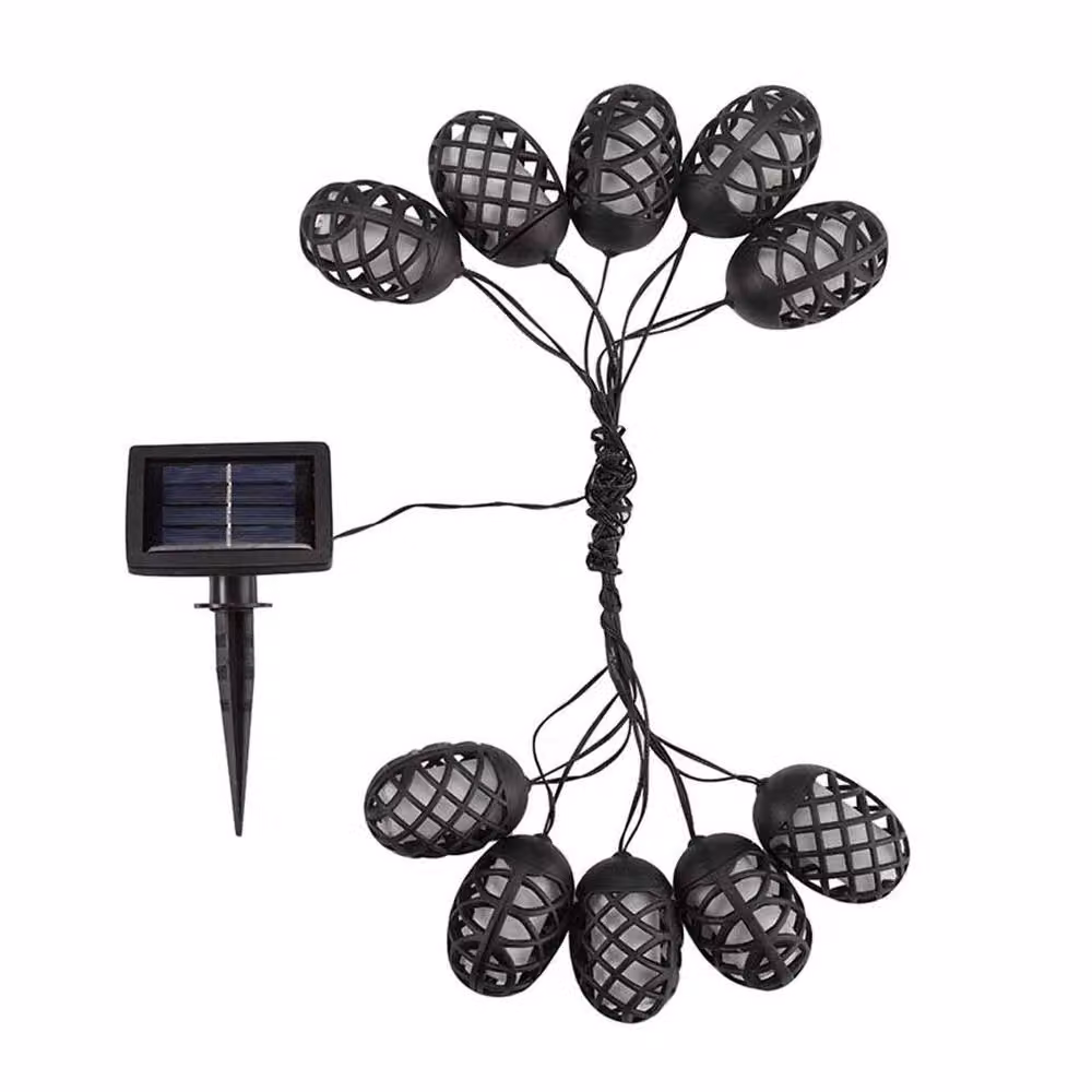 mysmartbuy Solar Powered LED Lantern String Lights with Flame Effect in Black for Garden and Terrace – 3