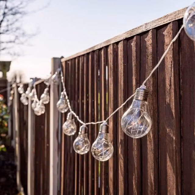 ValueLights LED String Festoon Lights with Transparent Glass Bulbs and Chrome Fittings