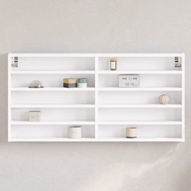 Berkfield Home White Vitrine Cabinet with Glass Doors and Internal Shelves, W/D/H: 100 x 50 x 8.5 cm