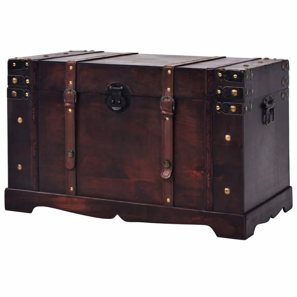 Berkfield Home Vintage Wood Treasure Chest in Brown, W/D/H: 66 x 38 x 40 cm – 2