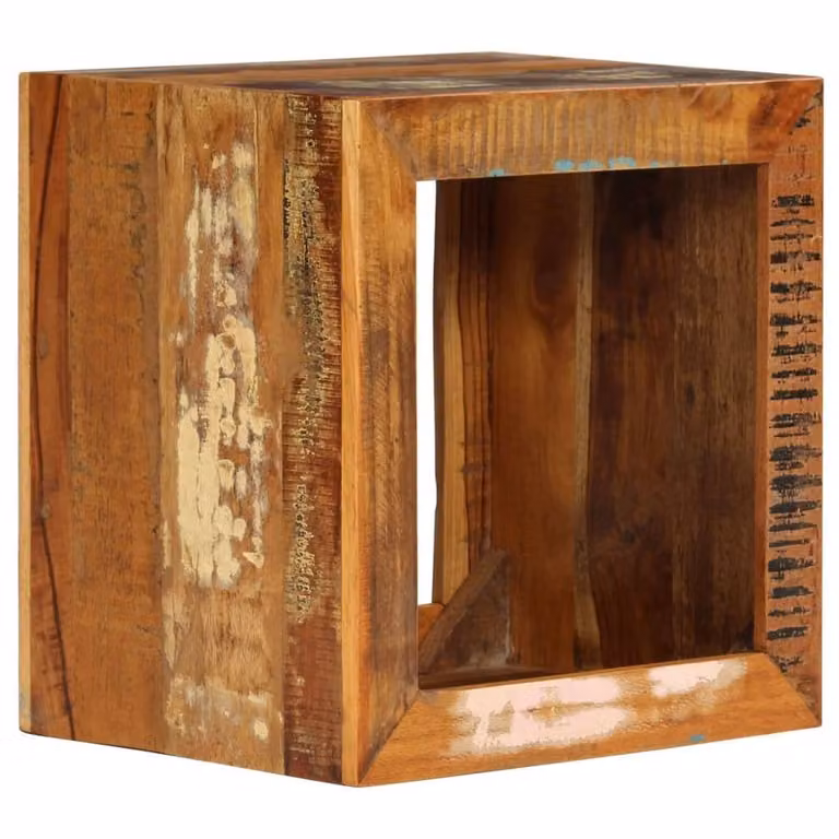 Berkfield Home Stool in Brown Solid Reclaimed Wood W/D/H: 40 x 30 x 40 cm