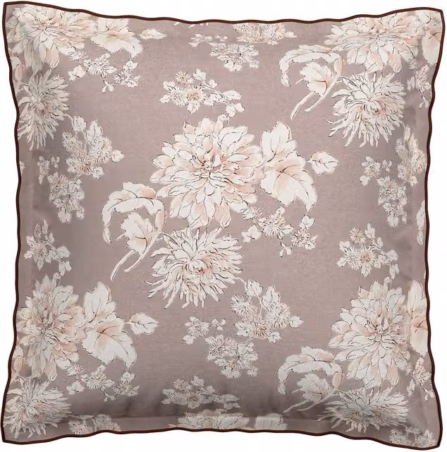 Bedeck of Belfast Kassi Pair of Square Oxford Pillowcases, Dusky Pink Cotton Percale Floral