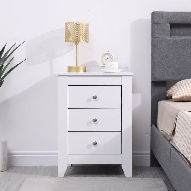 HMD Furniture White Wooden 3 or 4 Piece Modern Bedroom Set