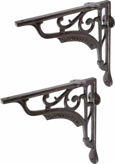 Hammer and Tongs Ornate Iron Shelf Bracket, Black, Pack of 2 – 1