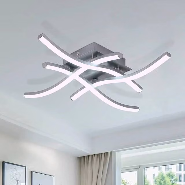 COMELY 24W Modern LED Ceiling Light with 4 Curved Tubes in Grey, 6500K Cool White – 1
