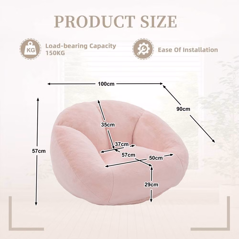 Direct Wicker Shell-Shaped Bean Bag Chair with Removable Cover in Pink – 1
