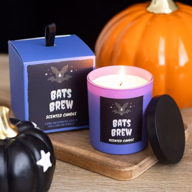 KDMK Bat's Brew Clove Tobacco Scented Candle, Blue, Spicy Halloween Tabletop Candle