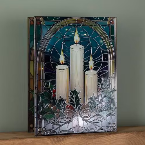 Samuel Alexander Multicolour Floral Glass Tabletop Christmas Decoration, Height: 28 cm – 2