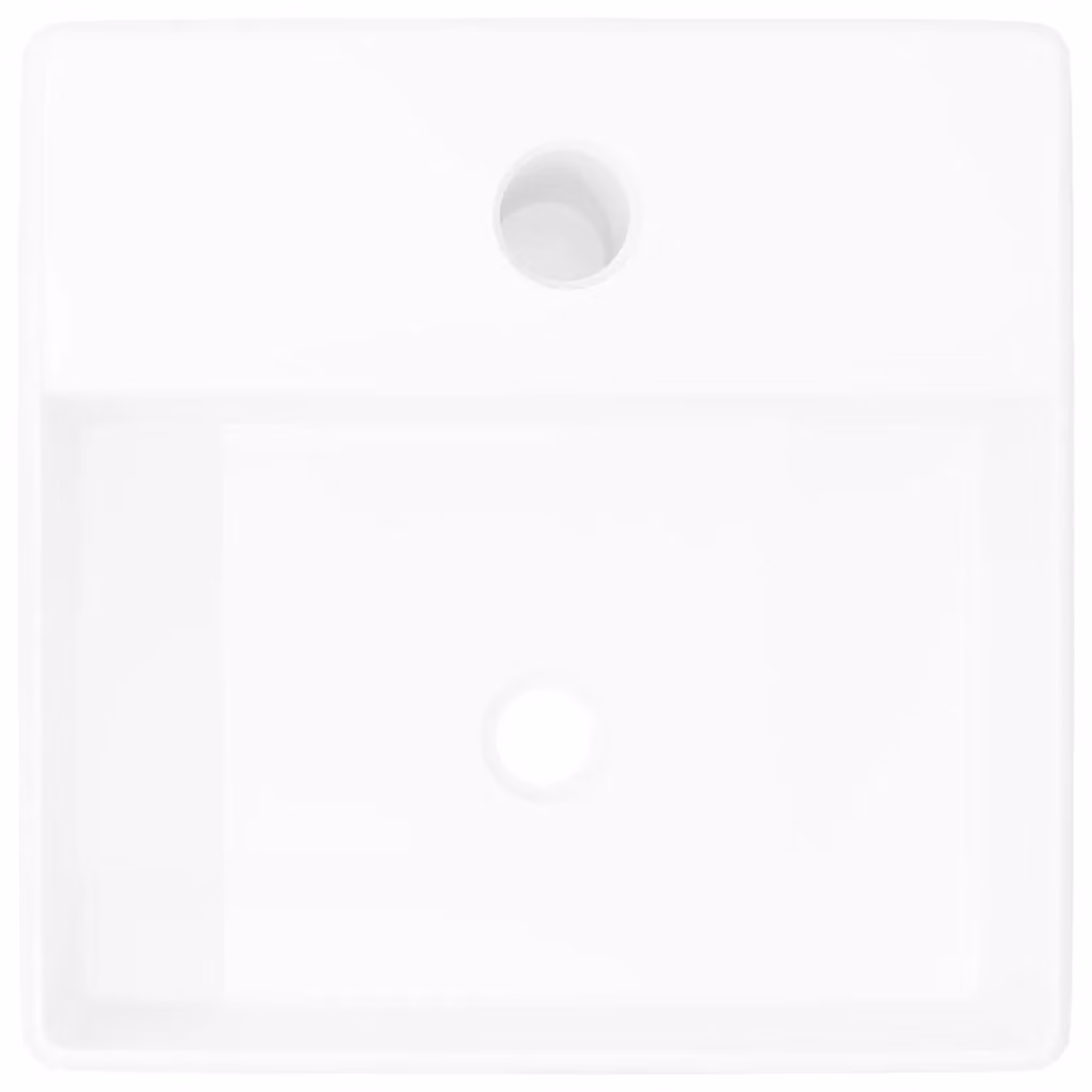 Berkfield Home White Ceramic Square Wall Mounted Bathroom Sink Basin with Faucet Hole W: 38.0 cm, D: 30.0 cm, H: 11.5 cm – 2