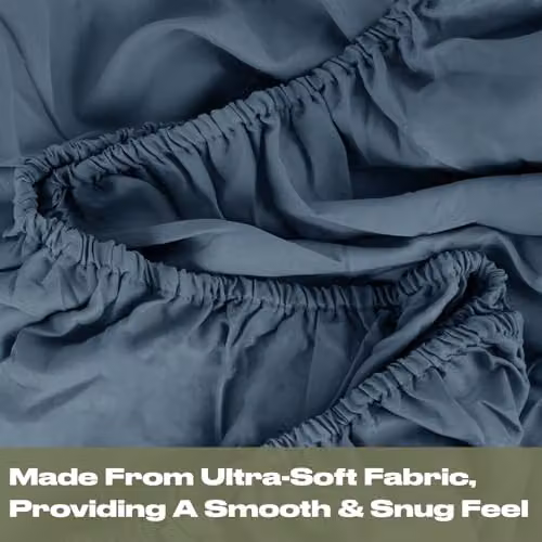 OHS Plain Microfibre Deep Fitted Bed Sheet, Blue, W/D/H: 137 x 190 x 30 cm – 2