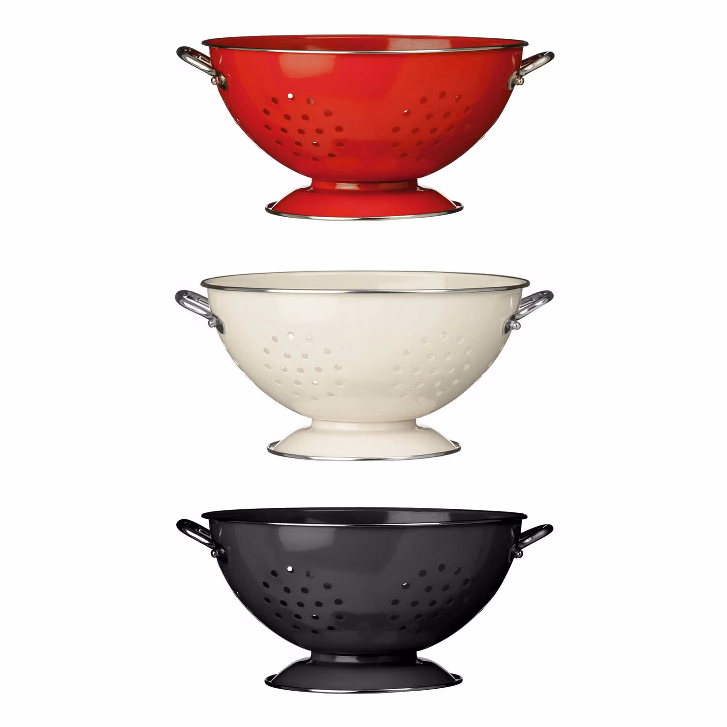 Orsina Cream and Black Enamel Metal Colander with Handles – 4