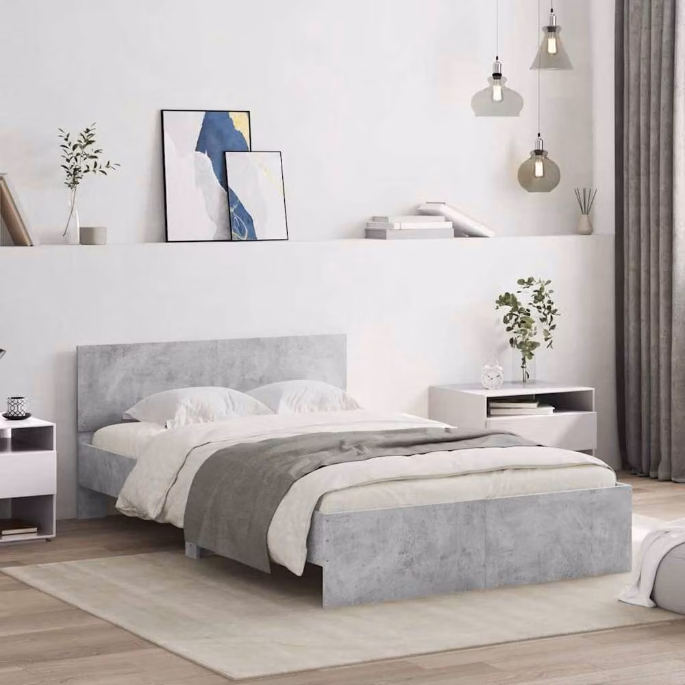 Berkfield Home Upholstered Bed Frame with Headboard and Lift Up Base, Grey, W: 140 cm, D: 190 cm, H: 70 cm – 3