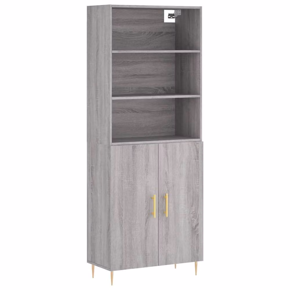 Berkfield Home Grey Sonoma Highboard with Hinged Doors and Internal Shelves, W/D/H: 69.5 x 34 x 180 cm – 3