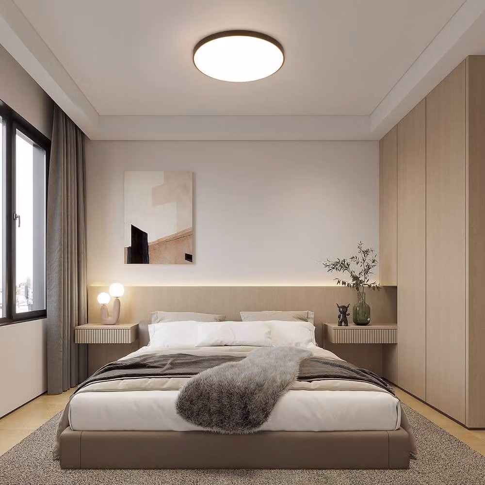 Pheashine Black Round LED Ceiling Light, 24W 3-Colour Changing Flush Lamp – 3