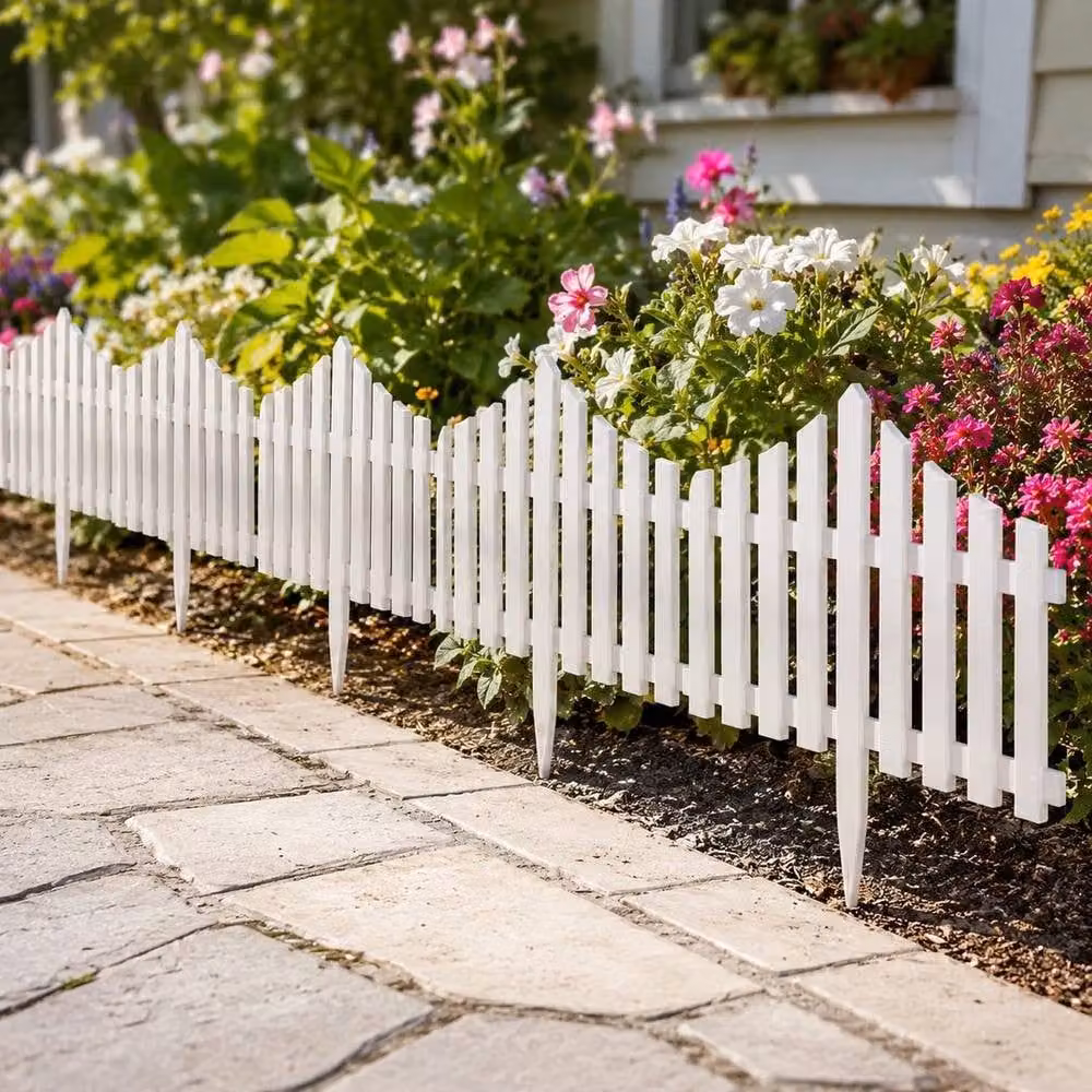 EONLION White Wood Lawn Border Fence, 10 Pieces, Height: 100 cm – 4