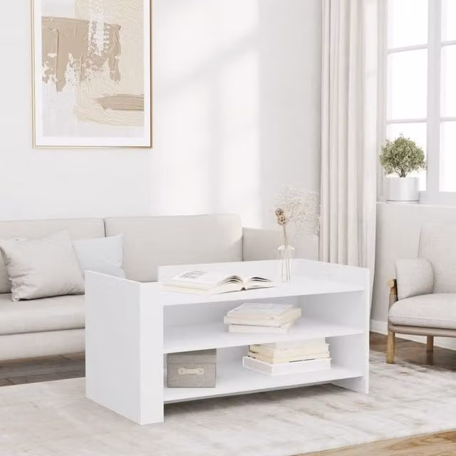 Berkfield Home White Coffee Table in Engineered Wood W/D/H: 100 x 50 x 50 cm