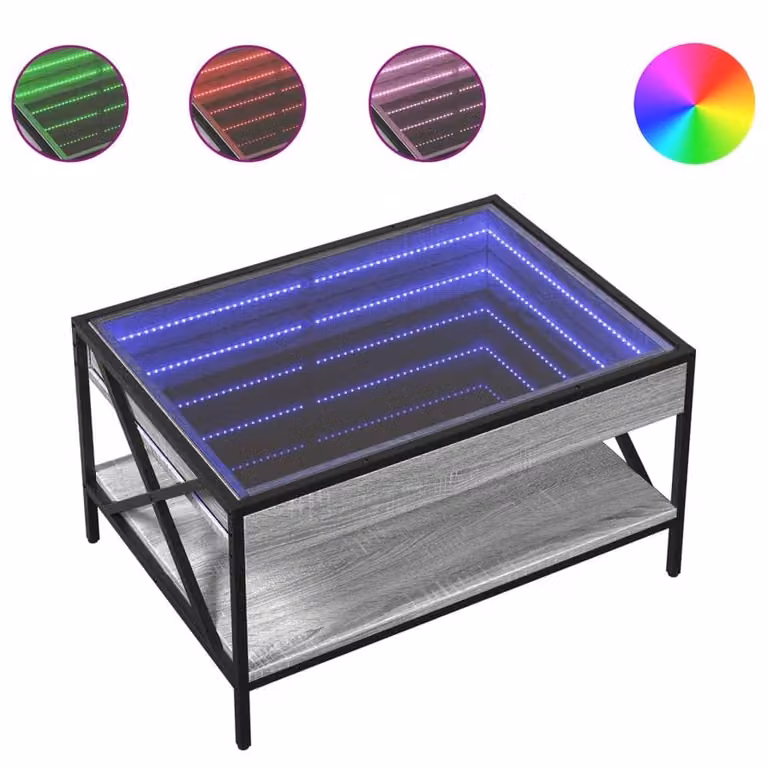 Berkfield Home Infinity LED Decorative Coffee Table in Grey Sonoma, W: 70 cm, D: 50 cm, H: 38 cm