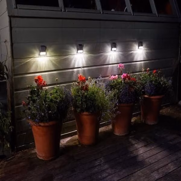 Marco Paul 4-Piece Black Solar LED Garden Step and Wall Lights with White Light – 1