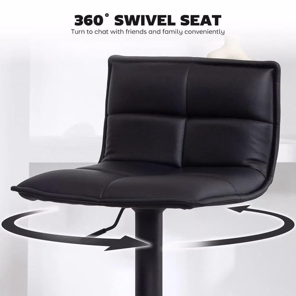 FORGEVIO Set of 2 Swivel Height Adjustable Bar Stools in Black Matt Metal – 3