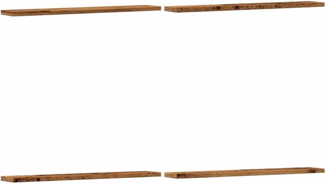 Berkfield Home Set of 4 Wall Mounted Shelves in Old Wood Brown, W: 60 cm, D: 20 cm, H: 1.5 cm