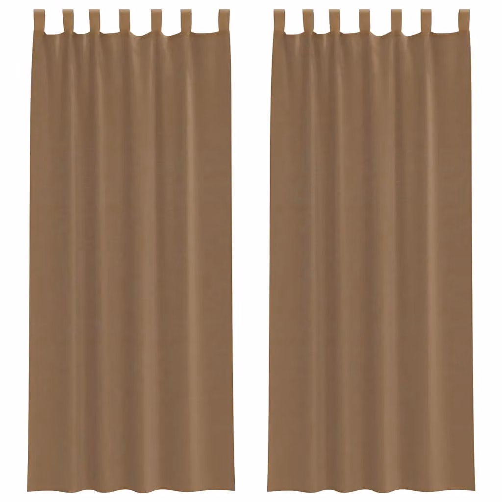 Berkfield Home Brown Transparent Voile Fabric Panel Curtains with Tabs, 2 Pack, W: 140 cm, H: 260 cm – 2