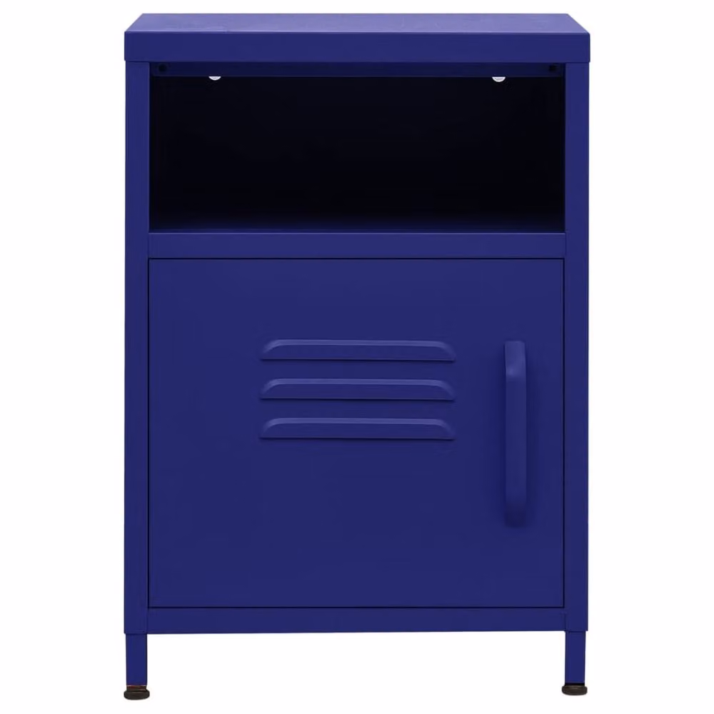 Berkfield Home Set of 2 Modern Navy Blue Metal Nightstands, W/D/H: 35 x 35 x 51 cm – 3