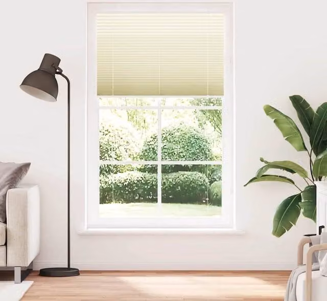 Berkfield Home Single Pleat Fabric Blind in Beige, W: 115 cm, H: 200 cm