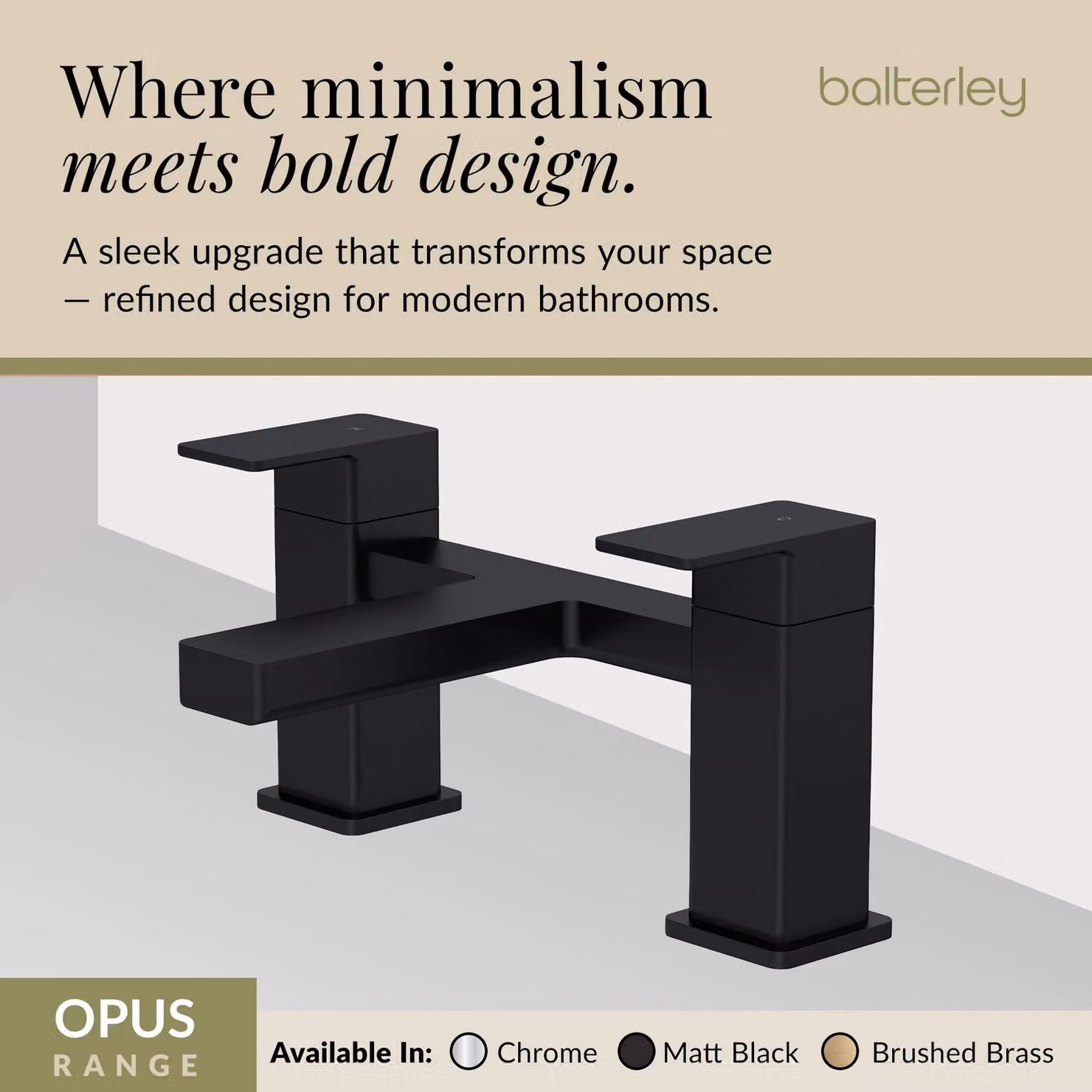 Balterley Square Deck Mounted Bath Filler Tap with Dual Levers in Matt Black – 3