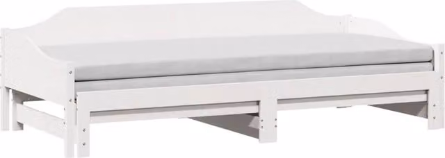 Berkfield Home Versatile Daybed with Trundle in White Solid Pine Wood, W/D/H: 200 x 90 x 62 cm