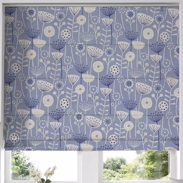 Terrys Blue Floral Blackout Made to Measure Roman Blind