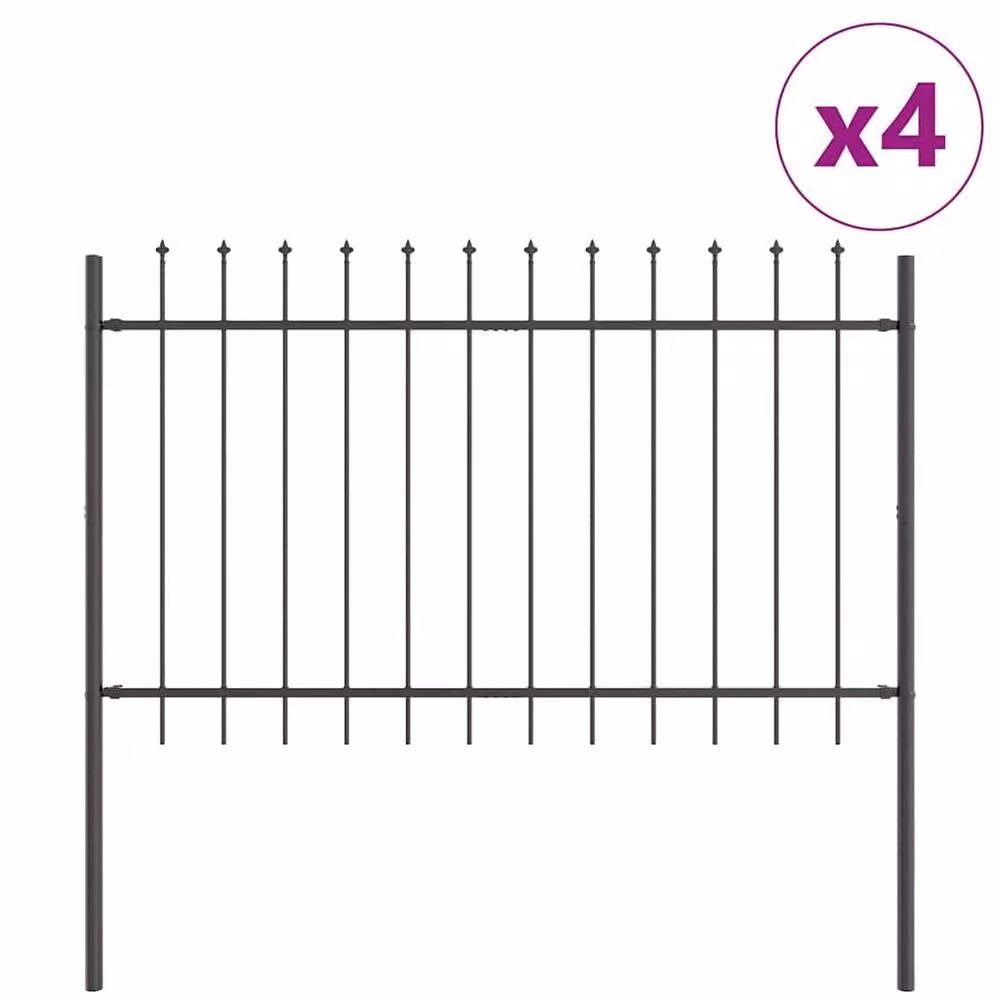 Berkfield Home Modern Grey Powder-Coated Steel Garden Fence with Pointy Top – 3